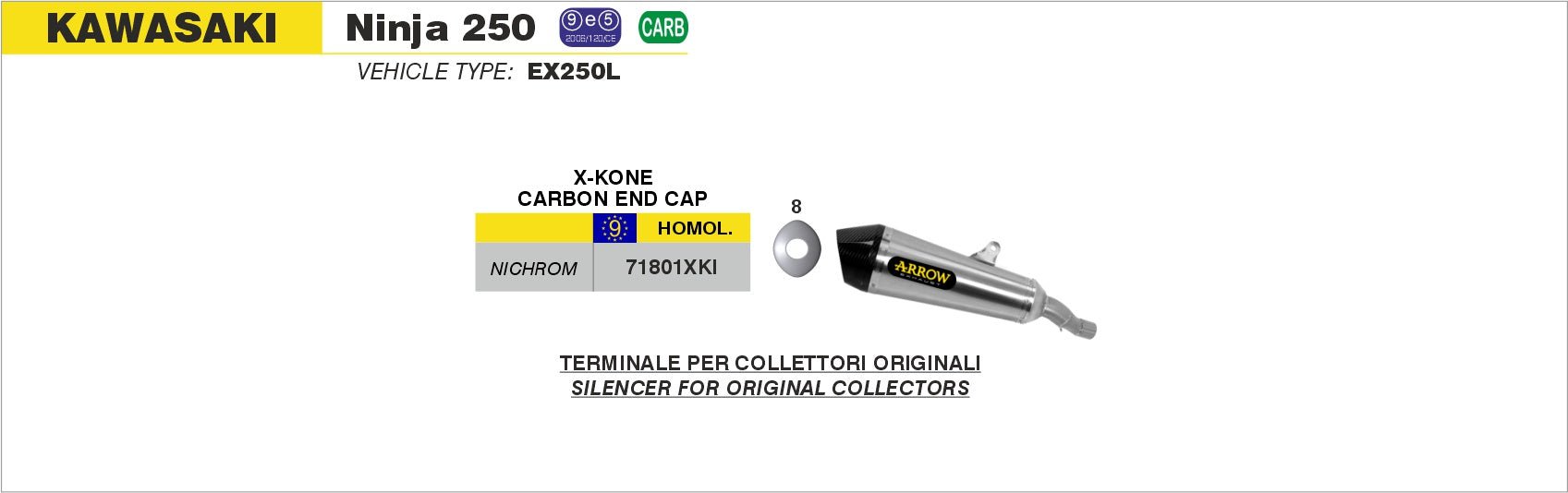 Kawasaki NINJA 250 2013-2016 Arrow udstødning. Slip-on udstødninger, komplette udstødninger, manifold/forrør. Find det hos Pitboxen.dk