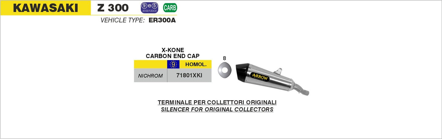 Kawasaki Z 300 2015-2016 Arrow udstødning. Slip-on udstødninger, komplette udstødninger, manifold/forrør. Find det hos Pitboxen.dk