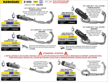 Kawasaki Z 650 2024-2025 Arrow udstødning. Slip-on udstødninger, komplette udstødninger, manifold/forrør. Find det hos Pitboxen.dk