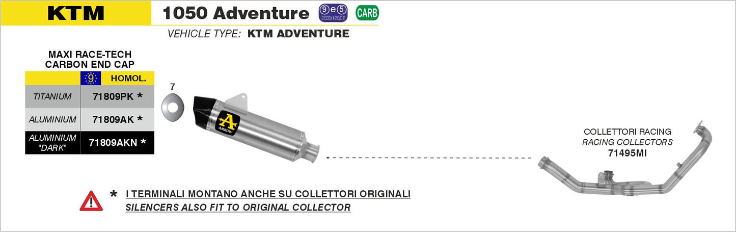 KTM 1050 Adventure 2015-2016 Arrow udstødning. Slip-on udstødninger, komplette udstødninger, manifold/forrør. Find det hos Pitboxen.dk