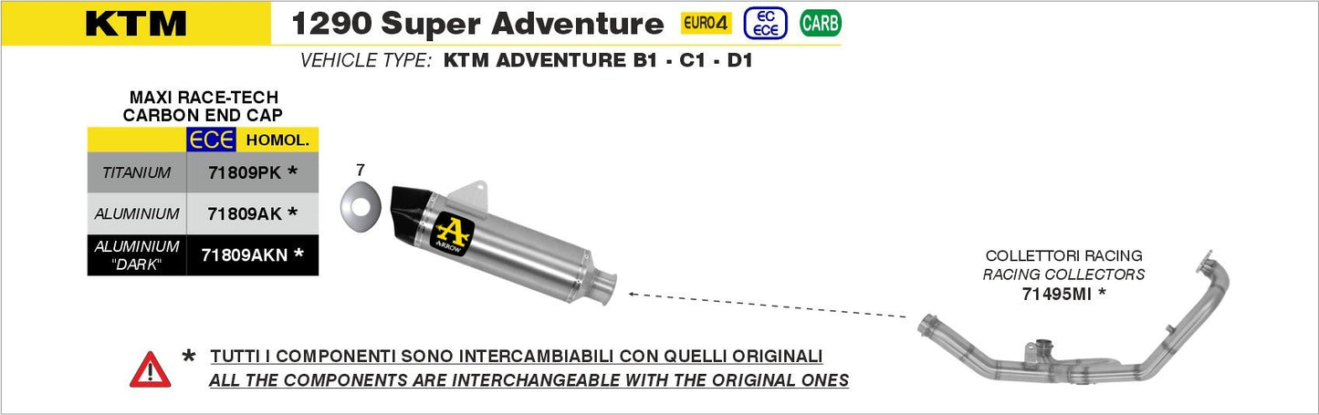 KTM 1290 Super Adventure 2017-2020 Arrow udstødning. Slip-on udstødninger, komplette udstødninger, manifold/forrør. Find det hos Pitboxen.dk