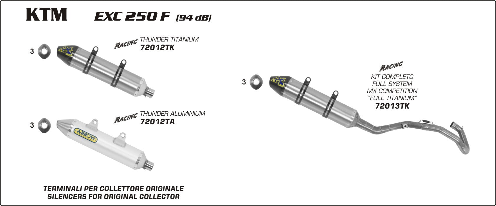 KTM EXC 250 F 2009- Arrow udstødning. Slip-on udstødninger, komplette udstødninger, manifold/forrør. Find det hos Pitboxen.dk