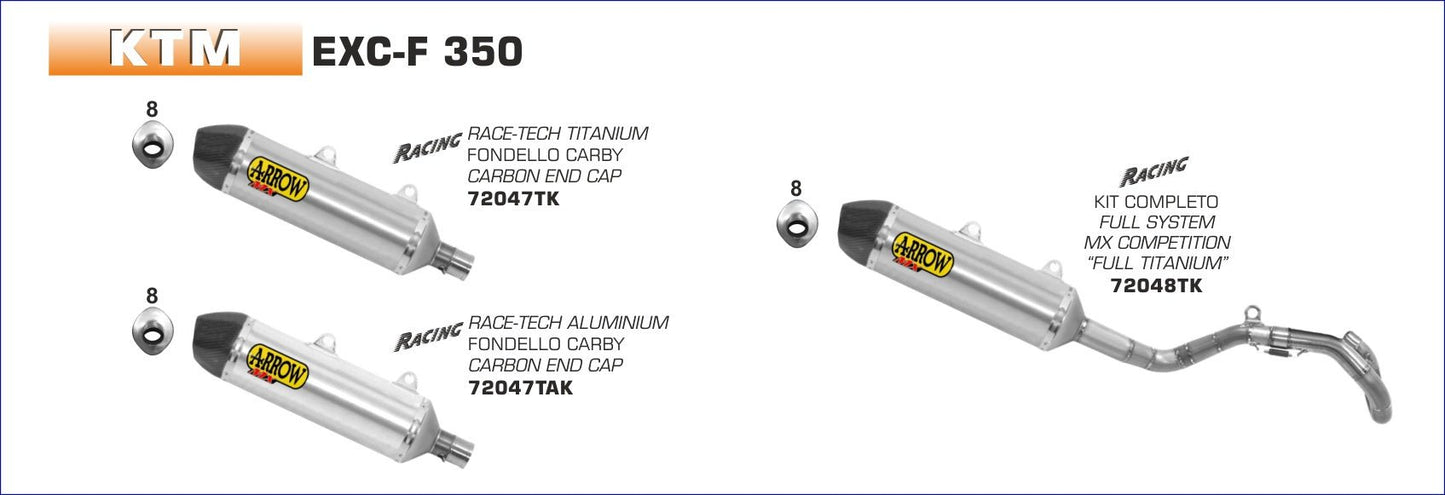 KTM EXC-F 350 2017- Arrow udstødning. Slip-on udstødninger, komplette udstødninger, manifold/forrør. Find det hos Pitboxen.dk