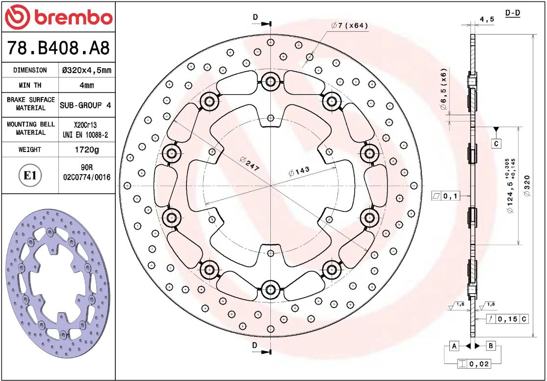 Ktm SMC 690 R 14 - 17 m.fl. bremseskive for, ORO flydende - Brembo - Pitboxen.dk