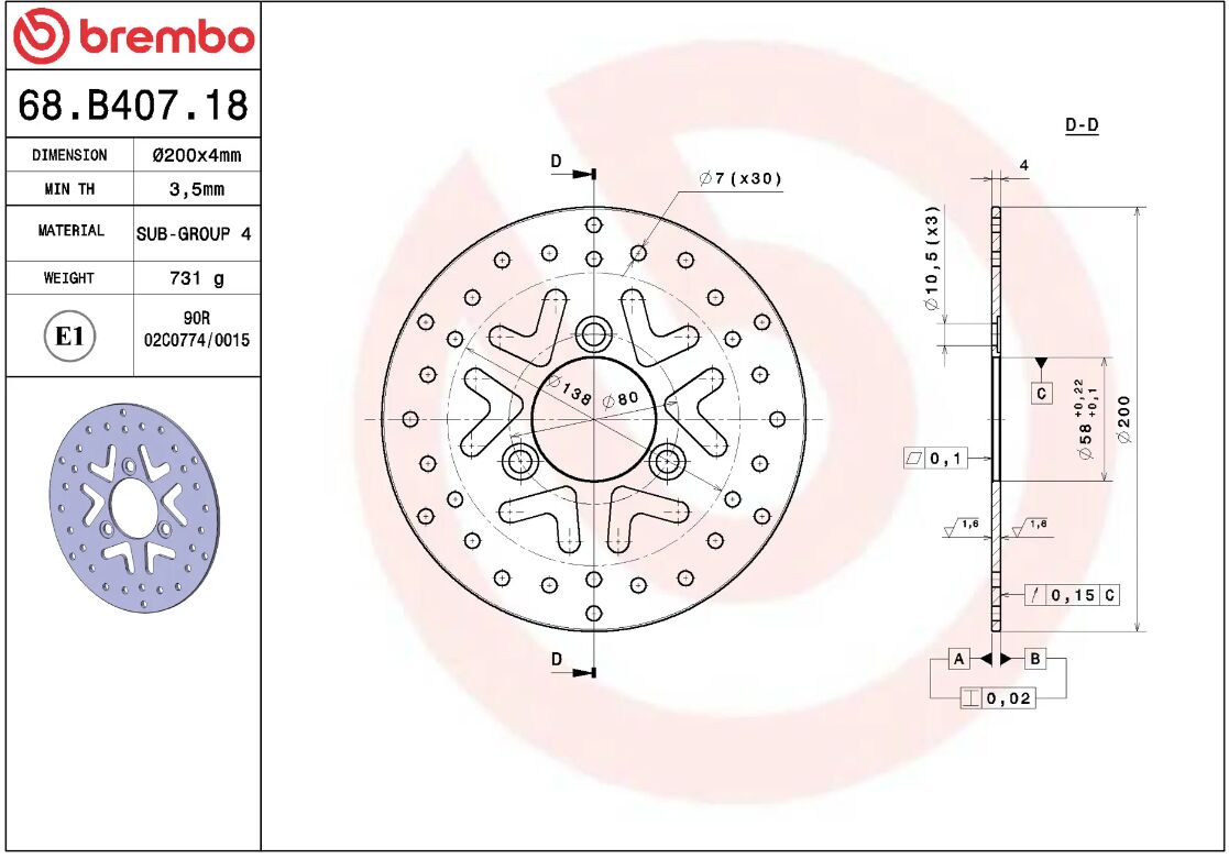 Kymco 12 12-15 m.fl. bremseskive for, ORO fast - Brembo