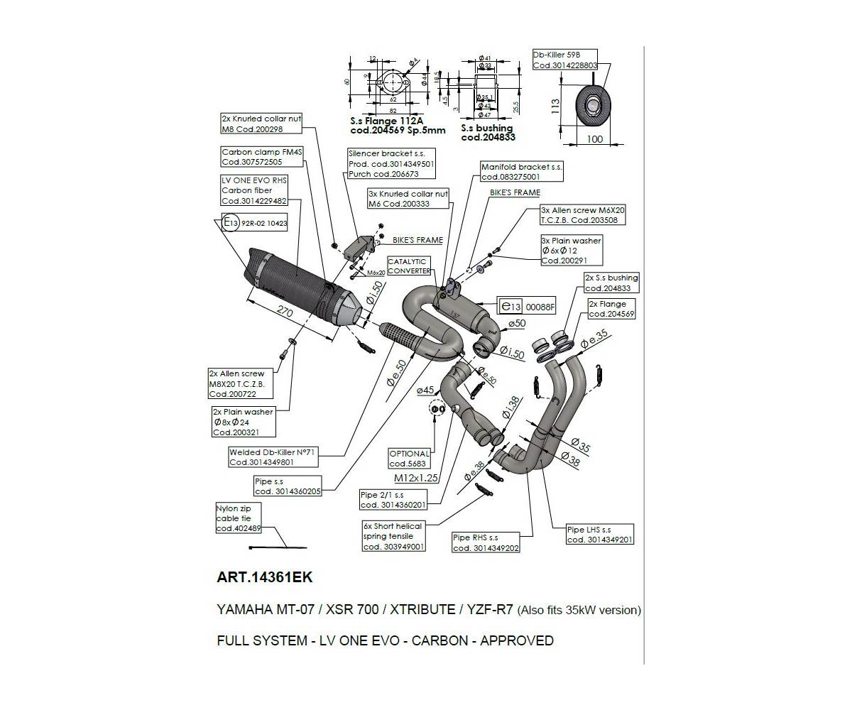 Leo Vince udstødning til Yamaha MT - 07 (21 - 23) LV one Carbon - Pitboxen.dk