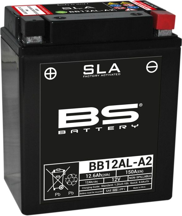 Motorcykelbatteri BS BB12AL - A2 SLA (vedligeholdelsesfrit) - Pitboxen.dk