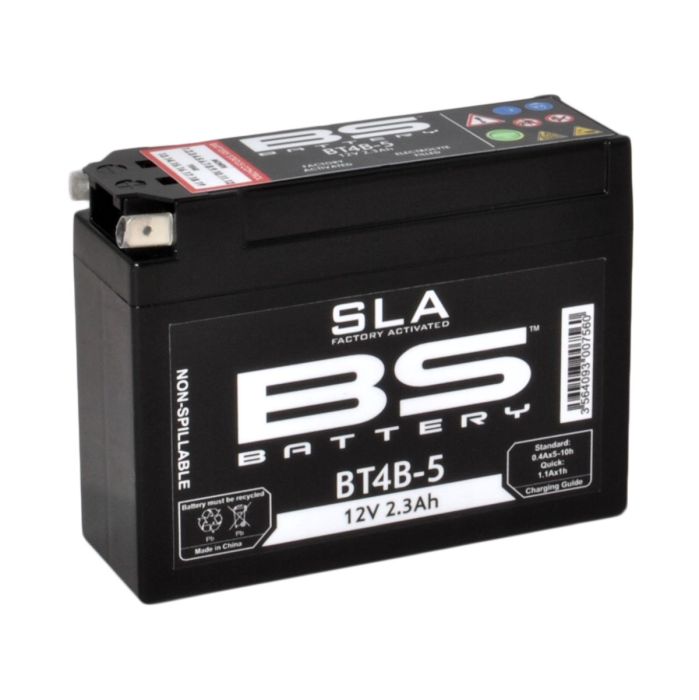 Motorcykelbatteri BS BT4B - 5 SLA (vedligeholdelsesfrit) - Pitboxen.dk