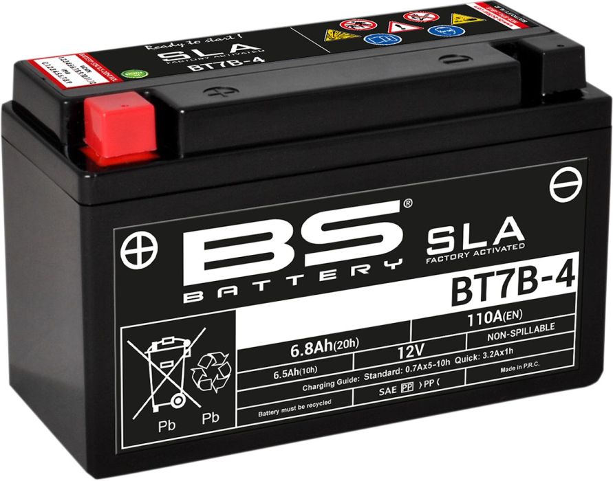Motorcykelbatteri BS BT7B - 4 SLA (vedligeholdelsesfrit) - Pitboxen.dk