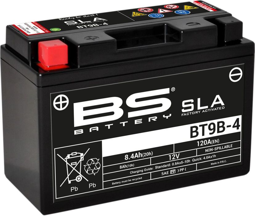 Motorcykelbatteri BS BT9B - 4 SLA (vedligeholdelsesfrit) - Pitboxen.dk