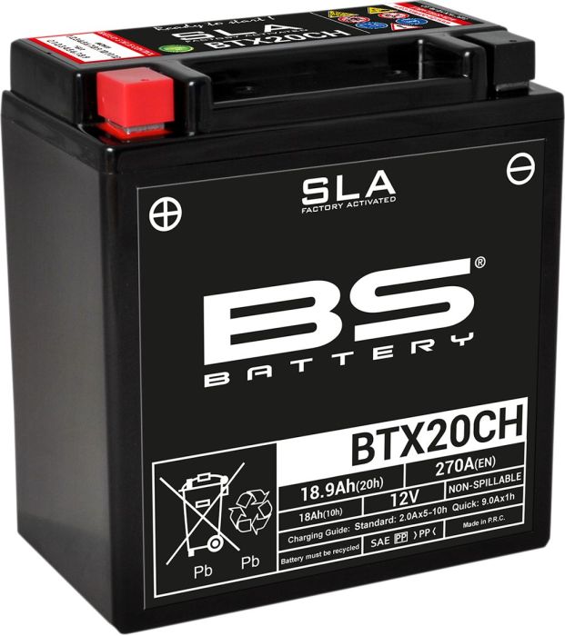 Motorcykelbatteri BS BTX20CH SLA (vedligeholdelsesfrit) - Pitboxen.dk