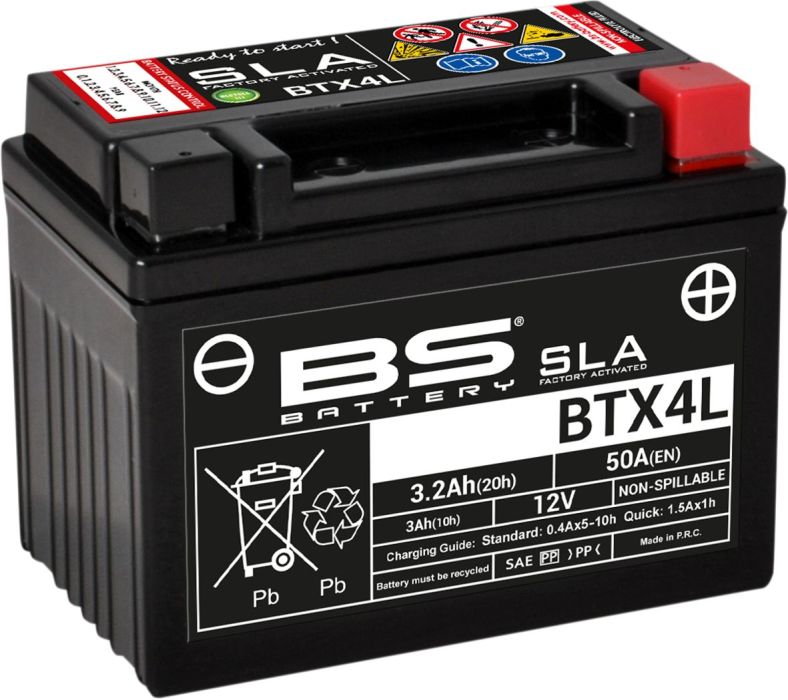 Motorcykelbatteri BS BTX4L/BTZ5S SLA (vedligeholdelsesfrit) - Pitboxen.dk