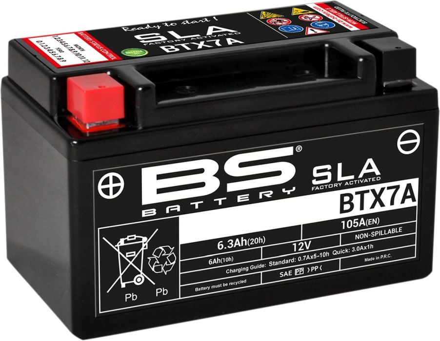 Motorcykelbatteri BS BTX7A SLA (vedligeholdelsesfrit) - Pitboxen.dk