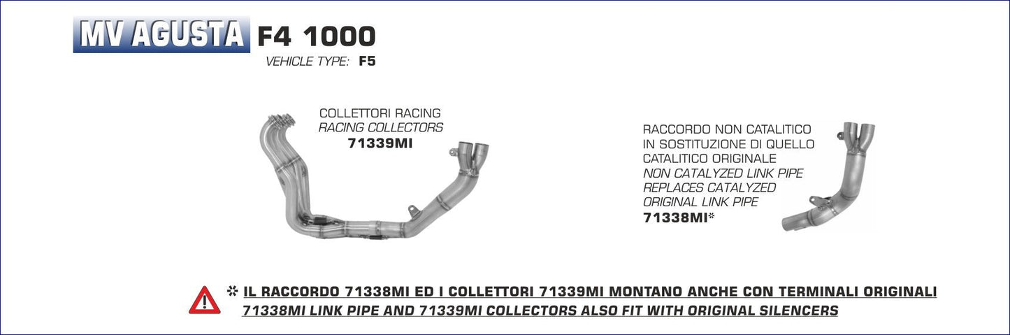 MV Agusta F4 1000 2004-2007 Arrow udstødning. Slip-on udstødninger, komplette udstødninger, manifold/forrør. Find det hos Pitboxen.dk