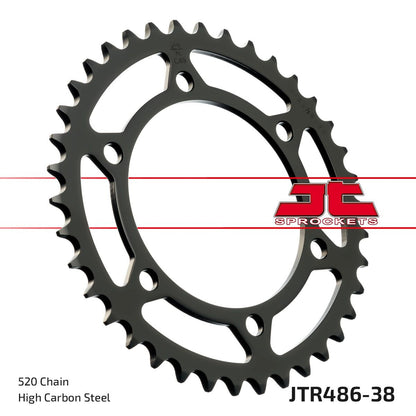 Sort stål bagkædehjul 38T 520 - JTR486.38 - JT Sprockets - Pitboxen.dk