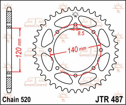 Sort stål bagkædehjul 38T 520 - JTR487.38 - JT Sprockets - Pitboxen.dk