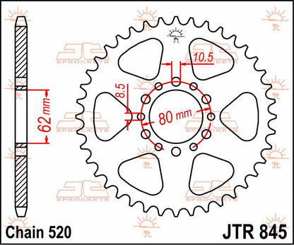 Sort stål bagkædehjul 40T 520 - JTR845.40 - JT Sprockets - Pitboxen.dk