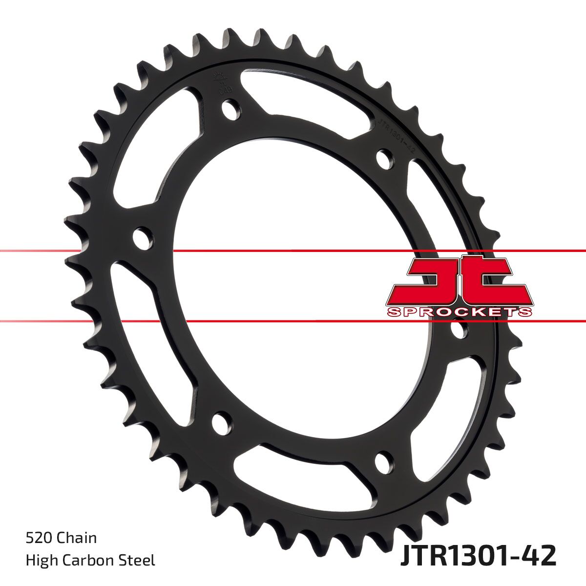 Sort stål bagkædehjul 42T 520 - JTR1301.42 - JT Sprockets - Pitboxen.dk