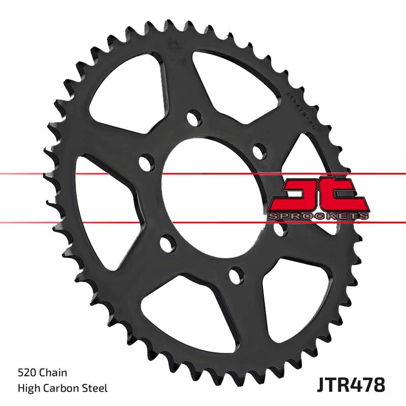 Sort stål bagkædehjul 43T 520 - JTR478.43ZBK - JT Sprockets - Pitboxen.dk