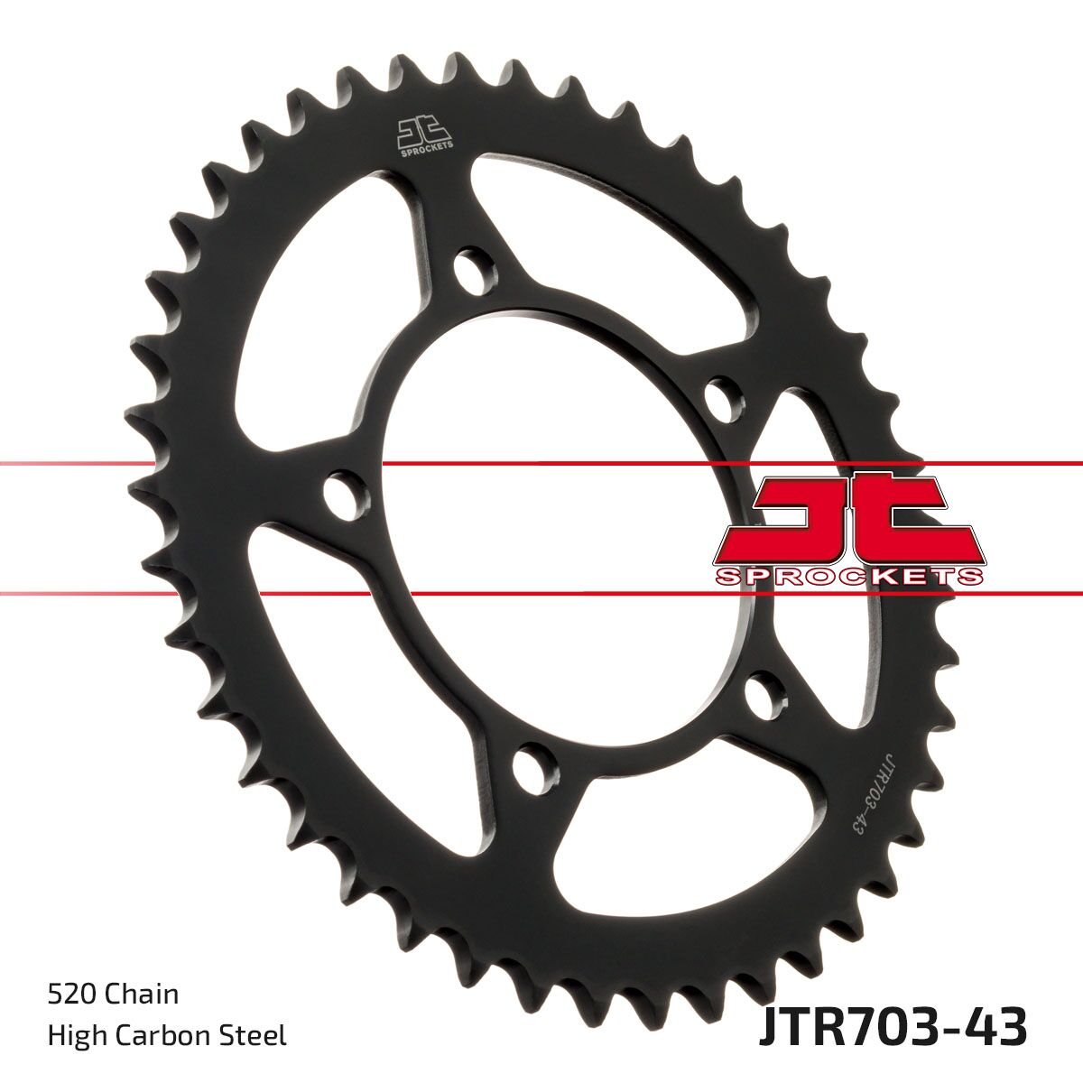 Sort stål bagkædehjul 43T 520 - JTR703.43 - JT Sprockets - Pitboxen.dk