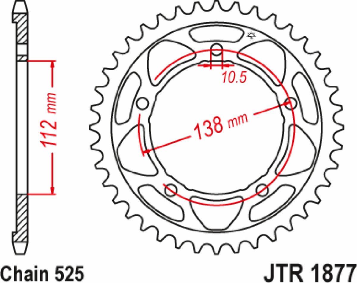 Sort stål bagkædehjul 45T 525 - JTR1877.45 - JT Sprockets - Pitboxen.dk