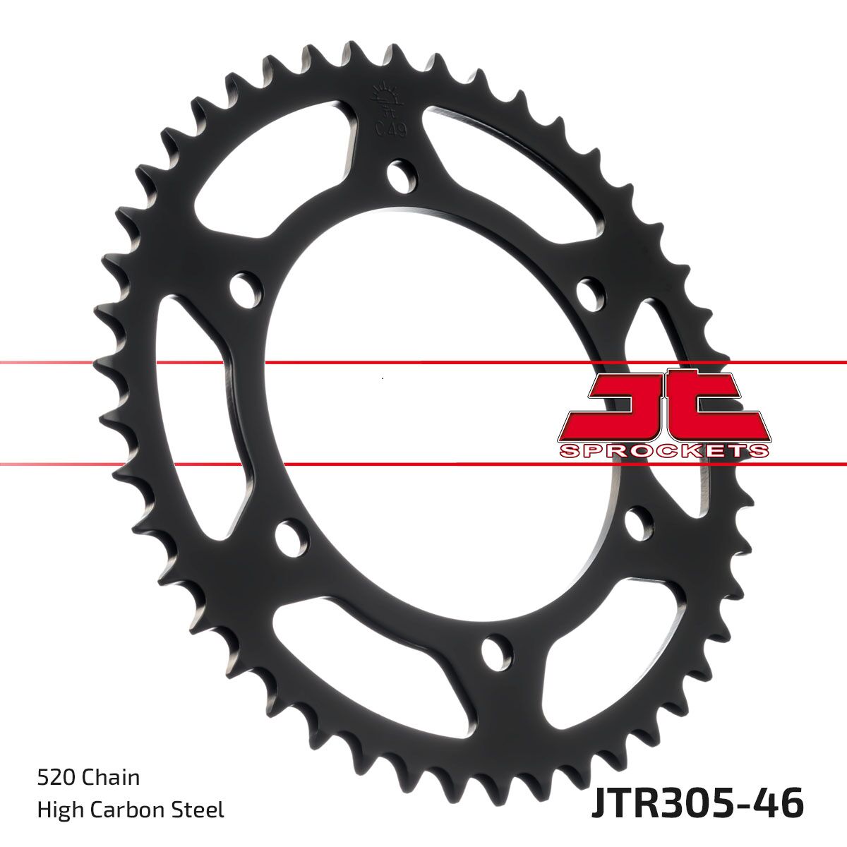 Sort stål bagkædehjul 46T 520 - JTR305.46ZBK - JT Sprockets - Pitboxen.dk