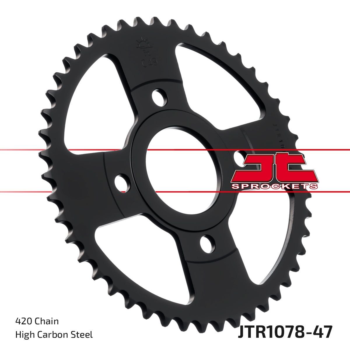Sort stål bagkædehjul 47T 420 - JTR1078.47 - JT Sprockets - Pitboxen.dk