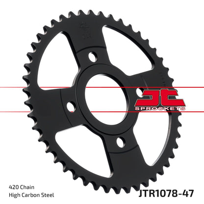 Sort stål bagkædehjul 47T 420 - JTR1078.47 - JT Sprockets - Pitboxen.dk