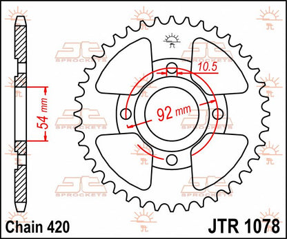 Sort stål bagkædehjul 47T 420 - JTR1078.47 - JT Sprockets - Pitboxen.dk