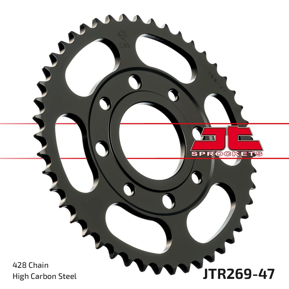 Sort stål bagkædehjul 47T 428 - JTR269.47 - JT Sprockets - Pitboxen.dk