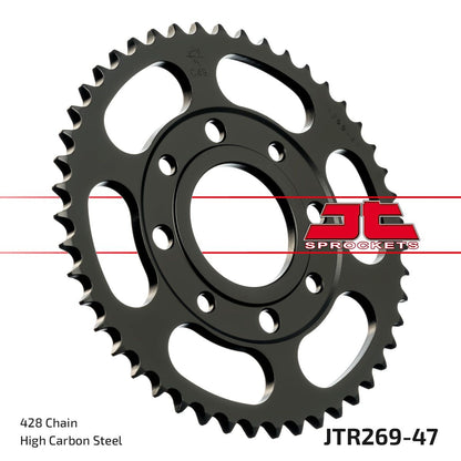 Sort stål bagkædehjul 47T 428 - JTR269.47 - JT Sprockets - Pitboxen.dk