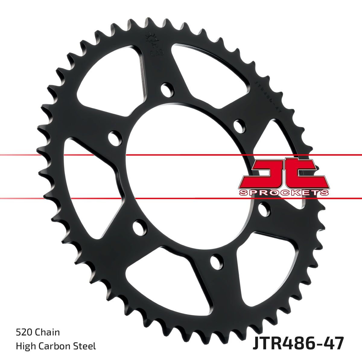 Sort stål bagkædehjul 47T 520 - JTR486.47 - JT Sprockets - Pitboxen.dk