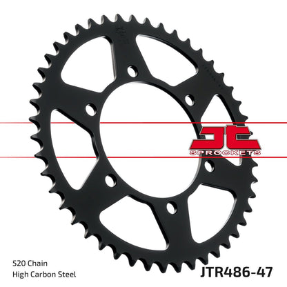Sort stål bagkædehjul 47T 520 - JTR486.47 - JT Sprockets - Pitboxen.dk