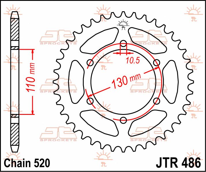 Sort stål bagkædehjul 47T 520 - JTR486.47 - JT Sprockets - Pitboxen.dk