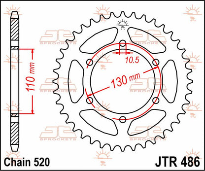 Sort stål bagkædehjul 47T 520 - JTR486.47 - JT Sprockets - Pitboxen.dk