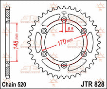 Sort stål bagkædehjul 47T 520 - JTR828.47 - JT Sprockets - Pitboxen.dk