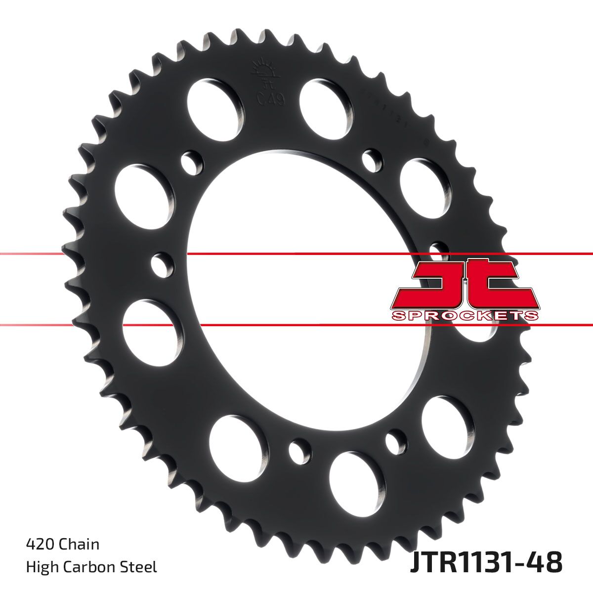 Sort stål bagkædehjul 48T 420 - JTR1131.48 - JT Sprockets - Pitboxen.dk