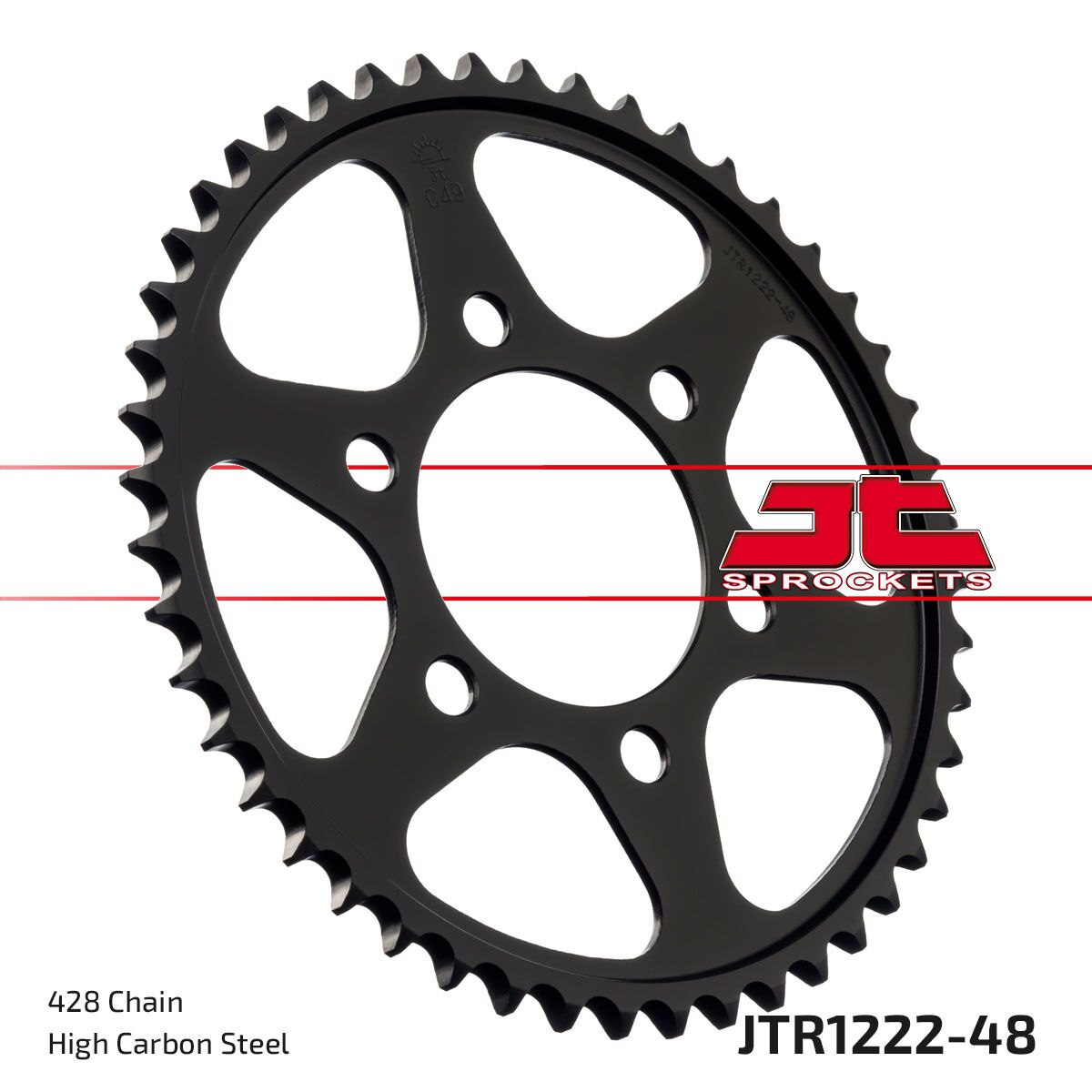 Sort stål bagkædehjul 48T 428 - JTR1222.48 - JT Sprockets - Pitboxen.dk