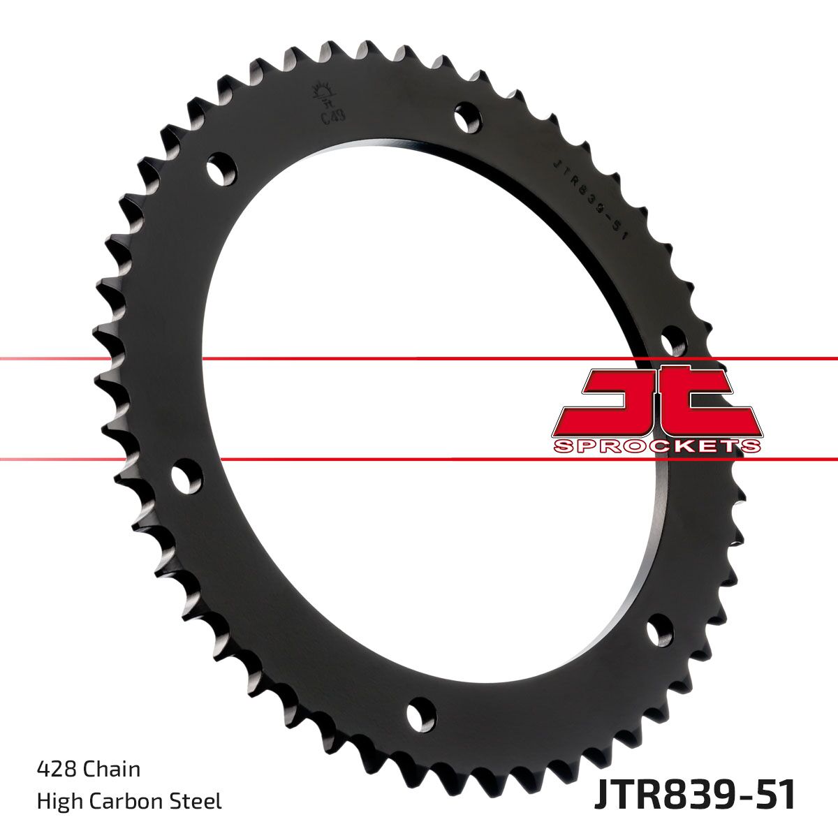 Sort stål bagkædehjul 51T 428 - JTR839.51 - JT Sprockets - Pitboxen.dk