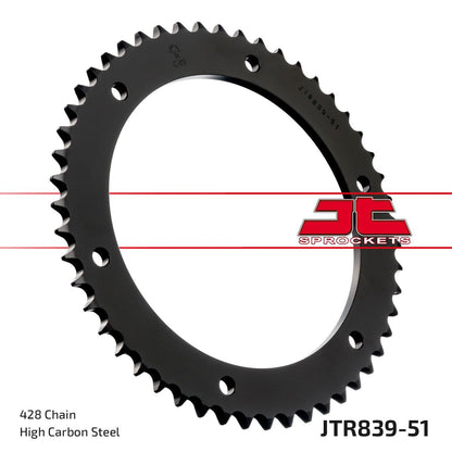 Sort stål bagkædehjul 51T 428 - JTR839.51 - JT Sprockets - Pitboxen.dk