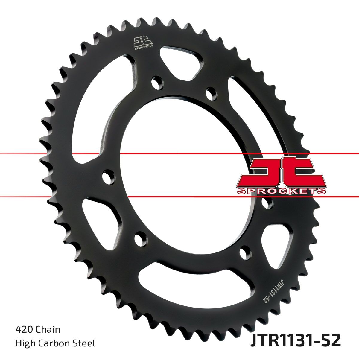 Sort stål bagkædehjul 52T 420 - JTR1131.52 - JT Sprockets - Pitboxen.dk