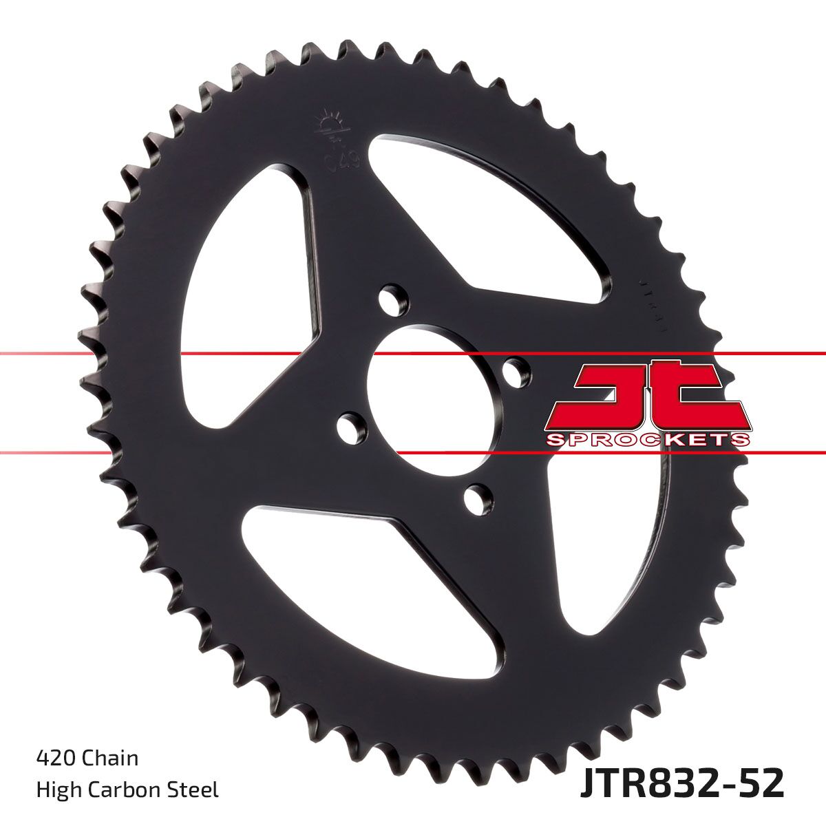Sort stål bagkædehjul 52T 420 - JTR832.52 - JT Sprockets - Pitboxen.dk