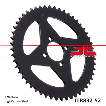 Sort stål bagkædehjul 52T 420 - JTR832.52 - JT Sprockets - Pitboxen.dk