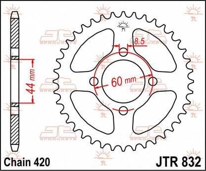 Sort stål bagkædehjul 52T 420 - JTR832.52 - JT Sprockets - Pitboxen.dk