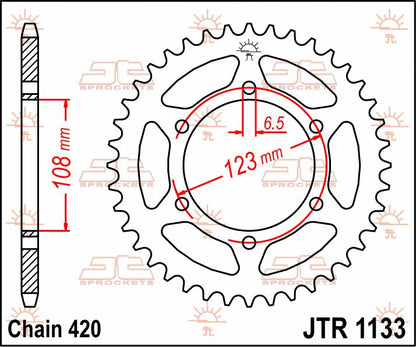Sort stål bagkædehjul 53T 420 - JTR1133.53 - JT Sprockets - Pitboxen.dk