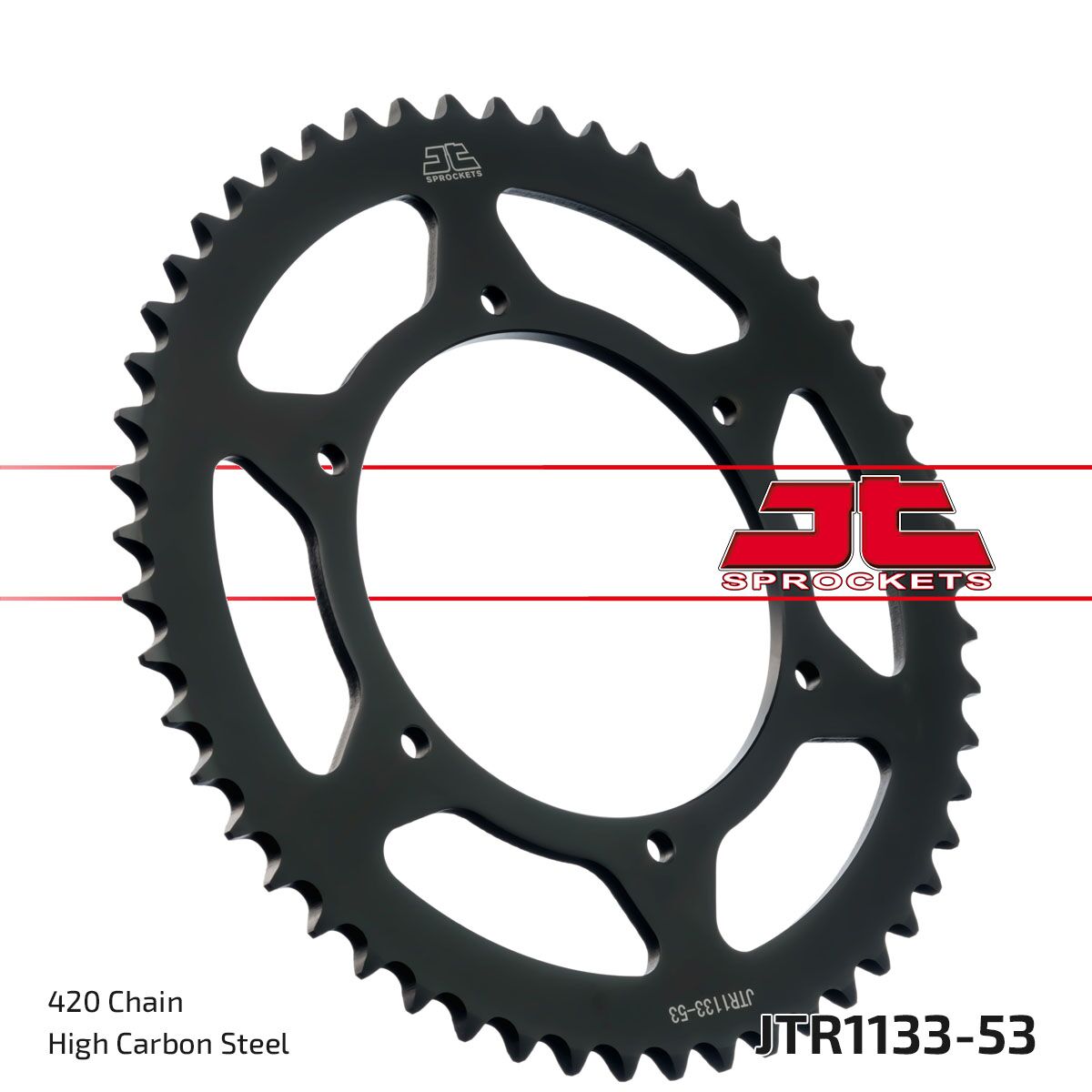Sort stål bagkædehjul 53T 420 - JTR1133.53 - JT Sprockets - Pitboxen.dk