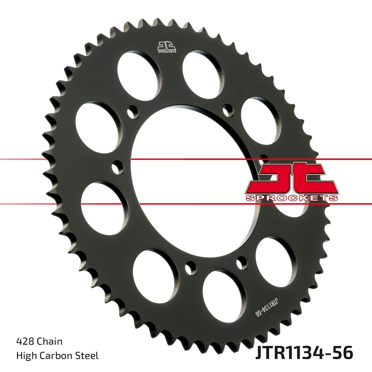 Sort stål bagkædehjul 56T 428 - JTR1134.56 - JT Sprockets - Pitboxen.dk