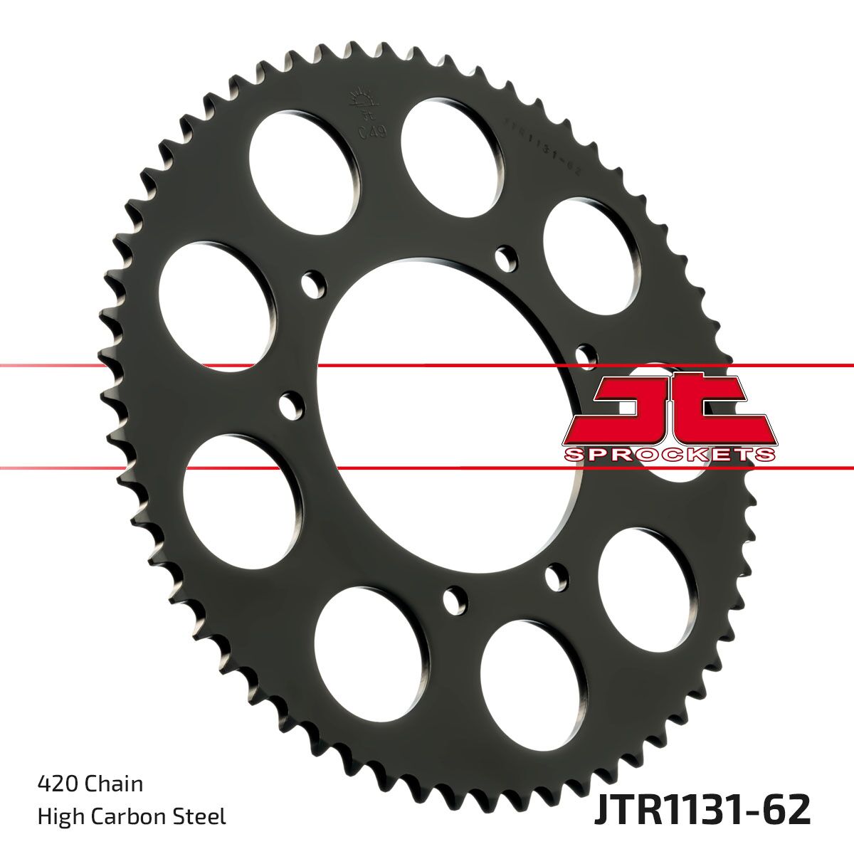 Sort stål bagkædehjul 62T 420 - JTR1131.62 - JT Sprockets - Pitboxen.dk
