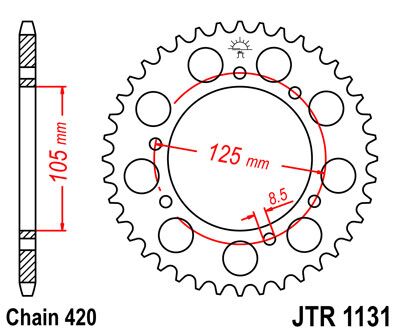 Sort stål bagkædehjul 62T 420 - JTR1131.62 - JT Sprockets - Pitboxen.dk