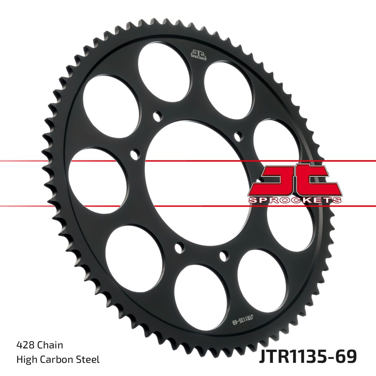 Sort stål bagkædehjul 69T 428 - JTR1135.69 - JT Sprockets - Pitboxen.dk